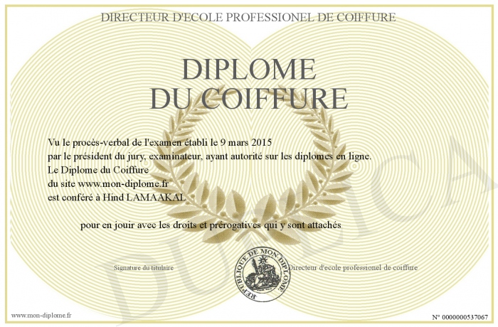 diplome coiffure